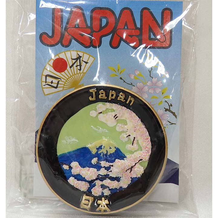 Ornamental plate magnet: Mt. Fuji with cherry blossoms 0-143_1