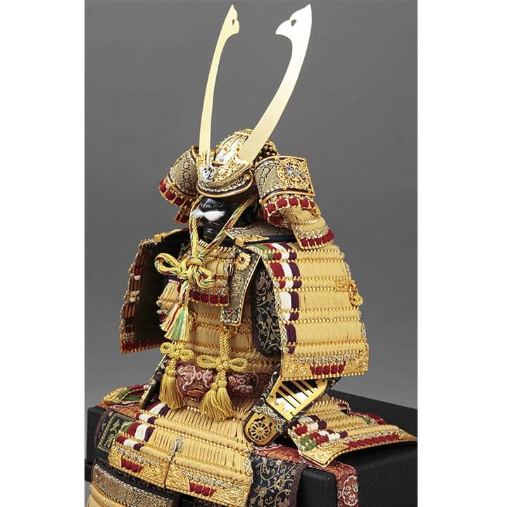 Shishin (four gods) oyoroi-kazari, Pure silk hiito tsumadori odoshi (scarlet-laced suit of armor); Size 8  71GC-04_2