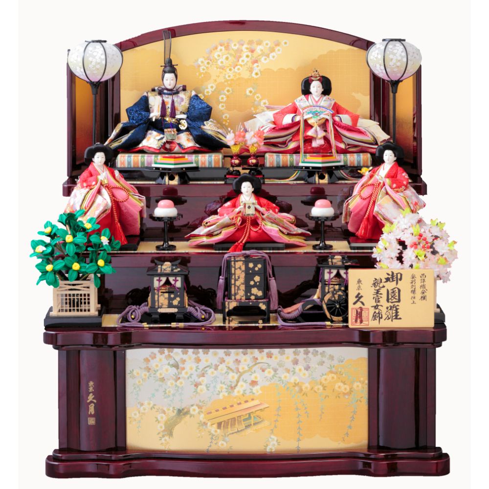 A set of five dolls on a wooden stand　71HC-26_1