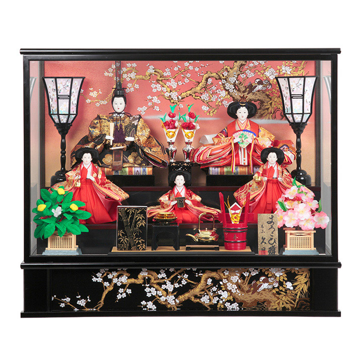 A set of five ishogi (special costume wearing) dolls with a display case　71HC-34_1