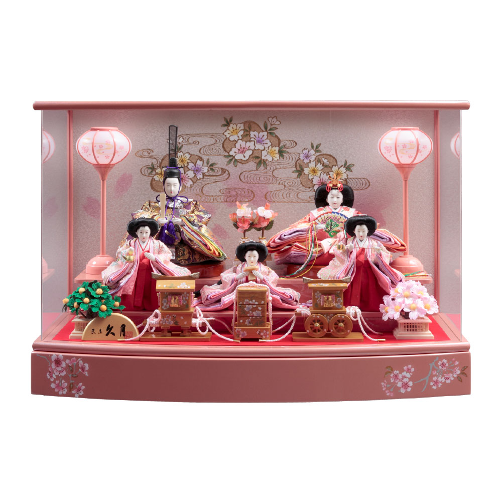 A set of five ishogi (special costume wearing) dolls with a display case　71HC-36_1