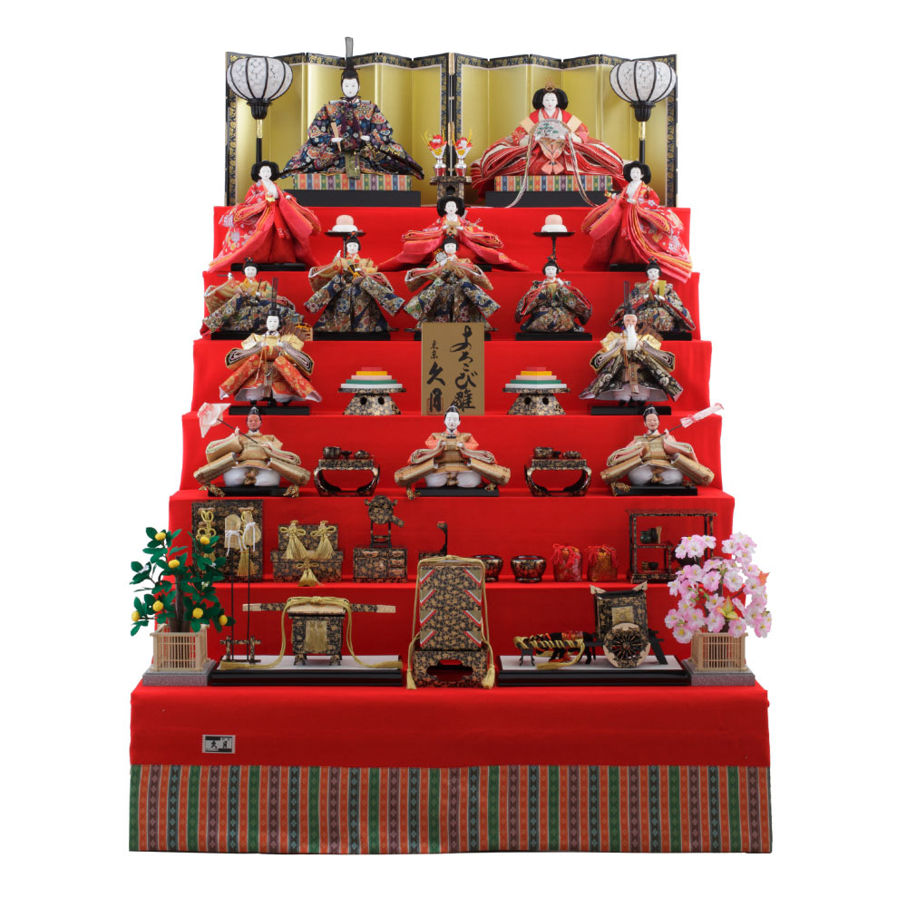 A set of fifteen dolls on a seven-tiered stand　71HC-41_1