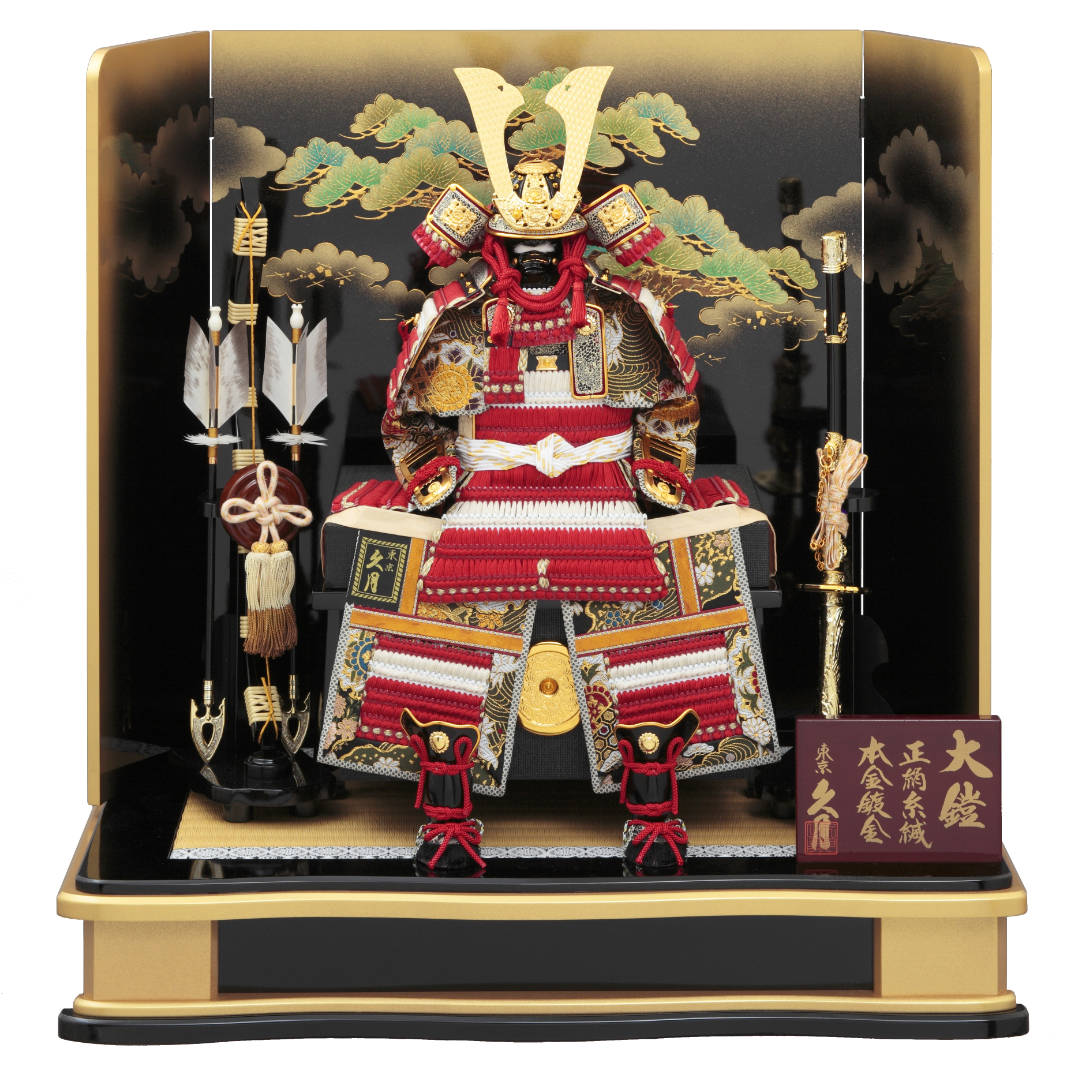 Oyoroi-kazari, Pure silk kohaku odoshi (red- and white-threaded suit of armor); Size 7  71HC-21_1