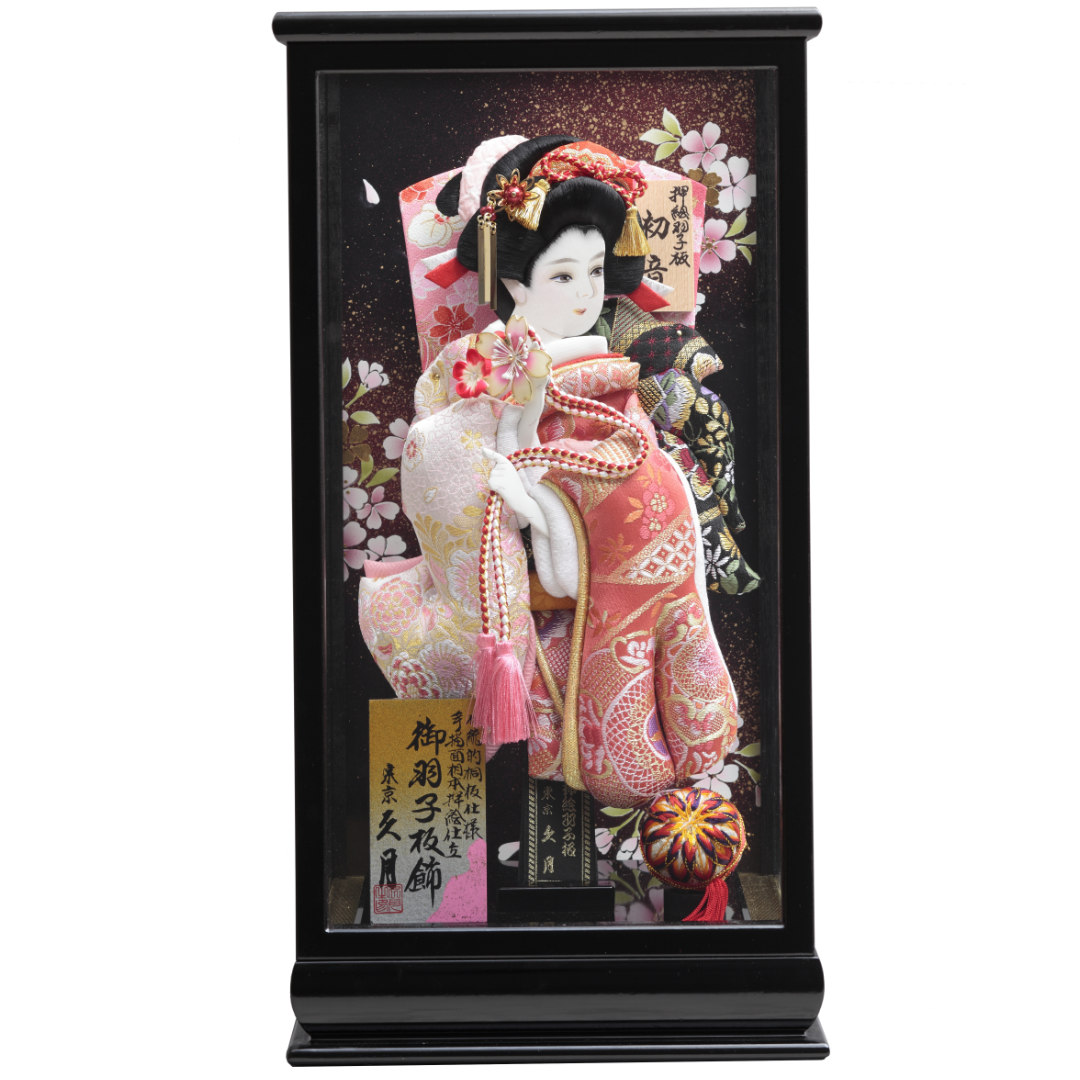 羽子板飾り　金襴振袖　黒塗ケース　71EH-04