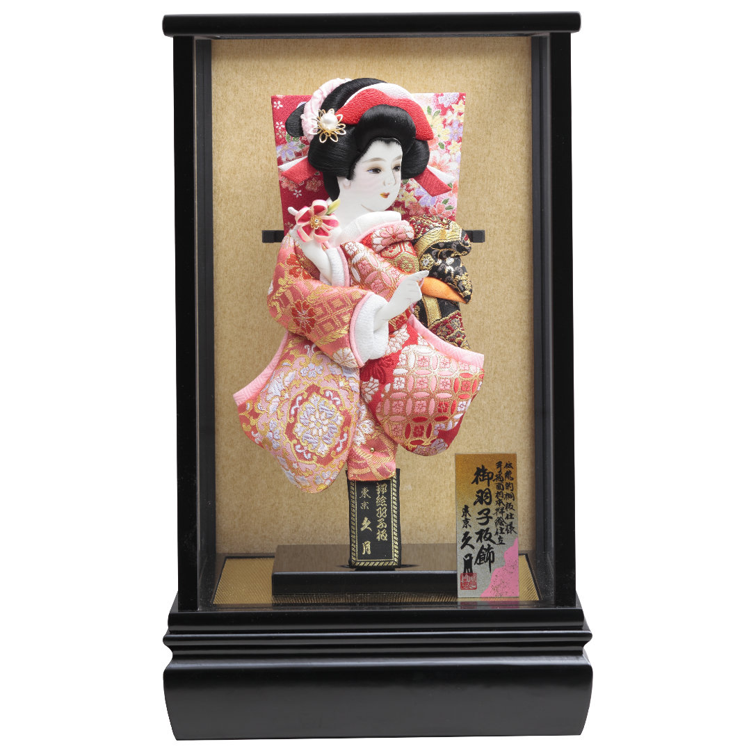 羽子板飾り　金襴振袖　黒塗ケース　71EH-01