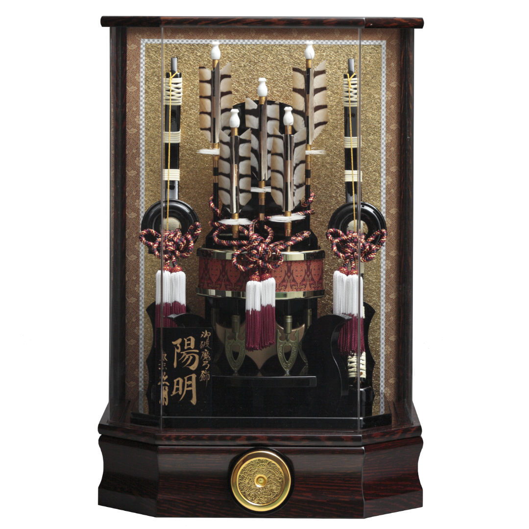 破魔弓飾り　龍村裂箙　黒塗六角アクリルケース　71EY-10