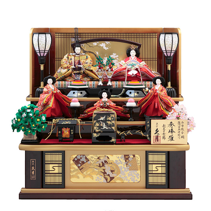 A set of five dolls on a wooden stand　71HC-27_1